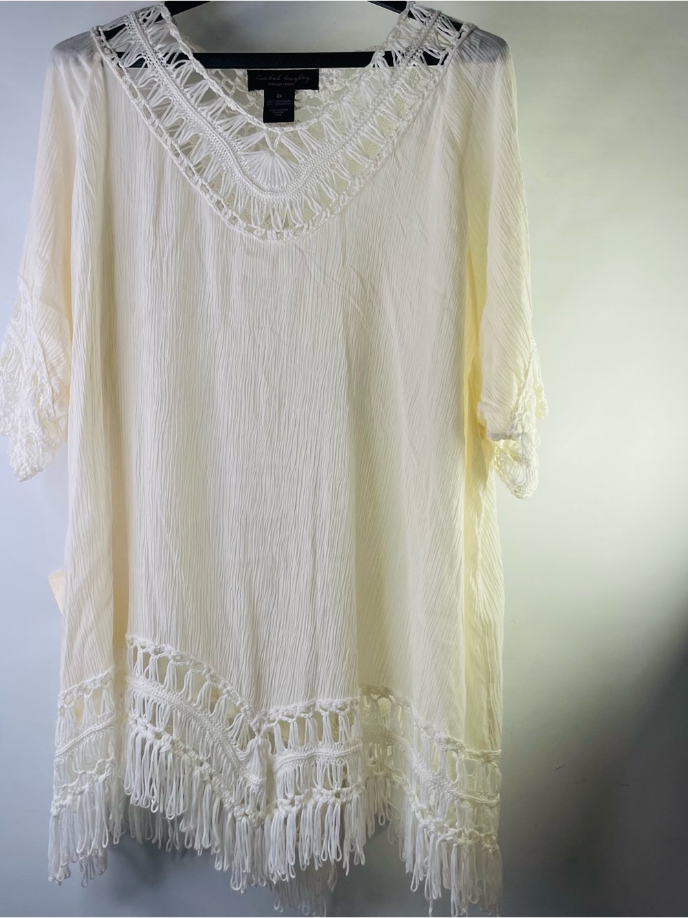 Women's Boho Tunic Scalloped Crochet Dress/Top Playful Tassel Hems